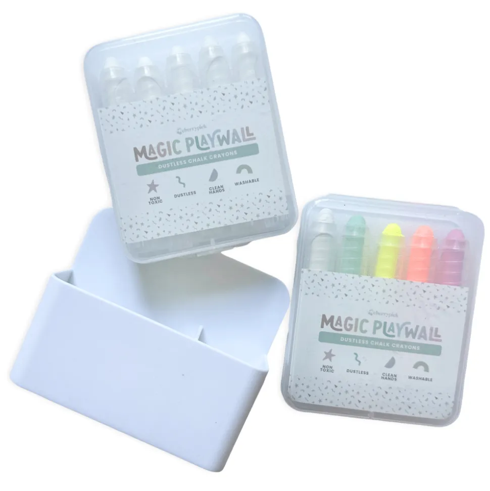 Dustless Chalk Crayons + Magnetic Holder Bundle for Magic Playwall
