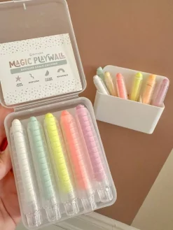 Dustless Chalk Crayons + Magnetic Holder Bundle for Magic Playwall