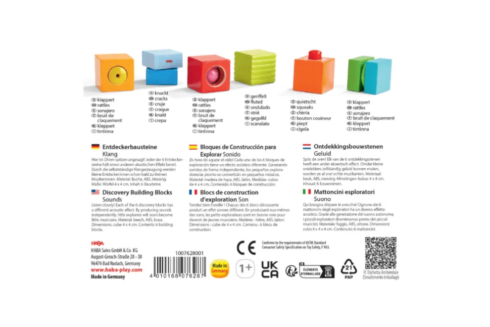 Fun with Sounds Wooden Discovery Blocks
