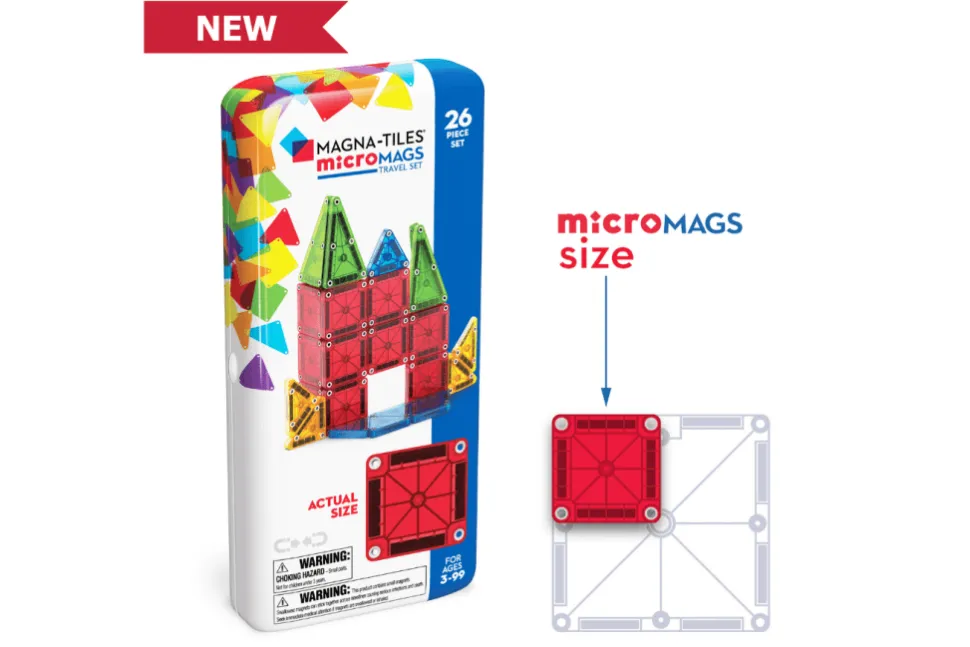 MAGNA-TILES® microMAGS 26 Piece Travel Set (Bold Colours)