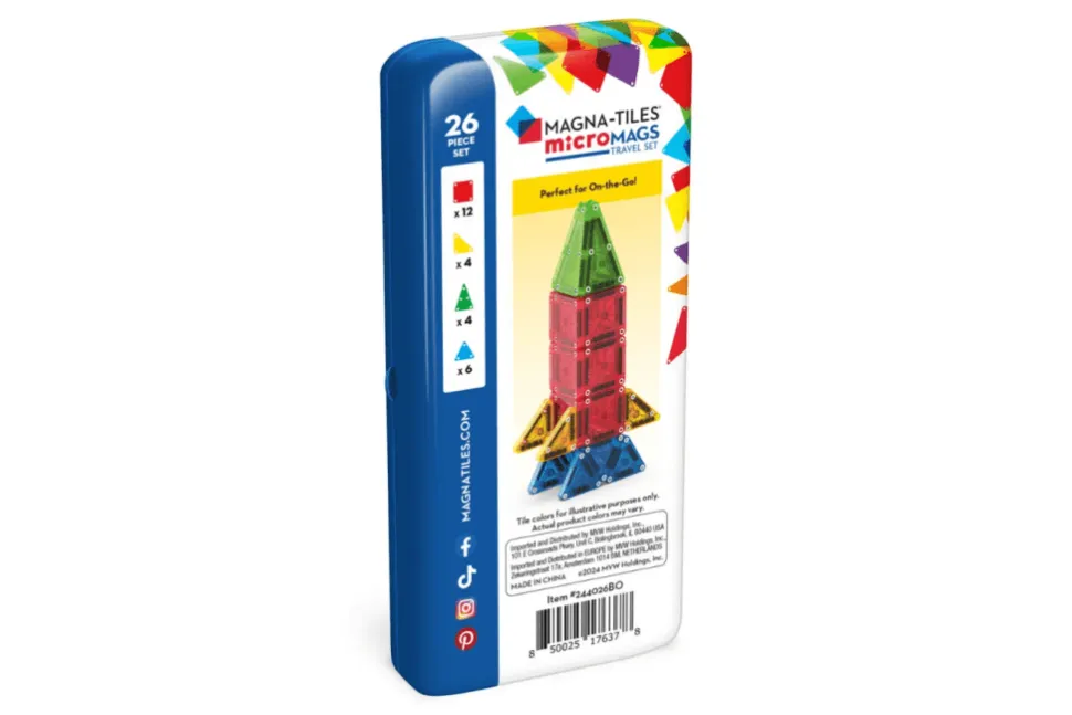 MAGNA-TILES® microMAGS 26 Piece Travel Set (Bold Colours)
