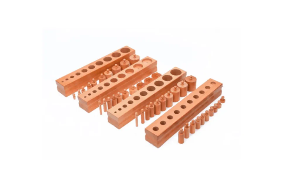 Montessori Cylinder Blocks (Set of 4) & Stand
