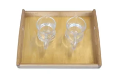 Montessori Dry Pouring Activity - includes 2 Glass Pitchers & Wooden Tray