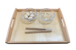 Montessori Tonging Activity - Acorns - includes Tongs, Tray, Bowls and Wooden Acorns