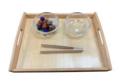 Montessori Tonging Activity - Papoose Balls - includes Tongs, Tray, Bowls and Papoose Felt Balls