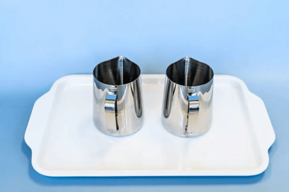 Montessori Wet Pouring Activity - includes 2 Metal Pitchers & Melamine Tray