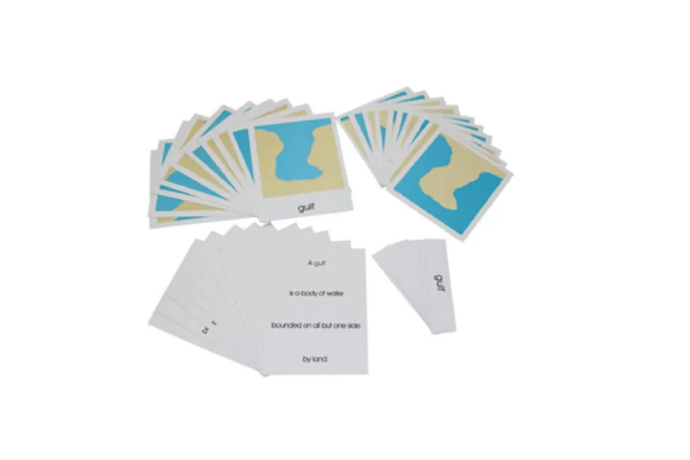 Nomenclature Cards of Land and Water Forms: Set 1 and Set 2 (Cards Only)