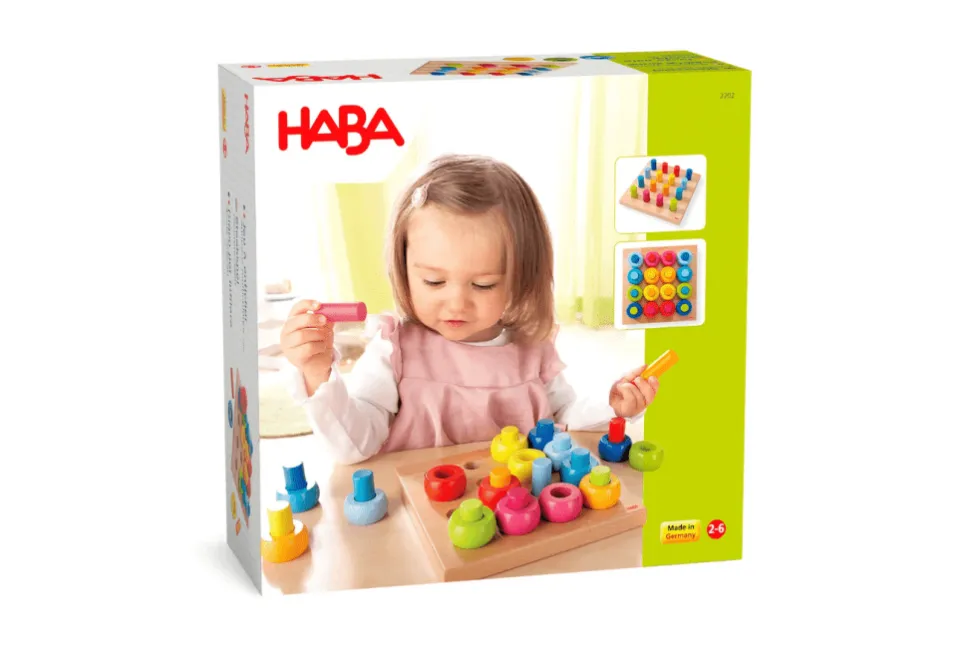Rainbow Whirls Wooden Sorting and Stacking Game
