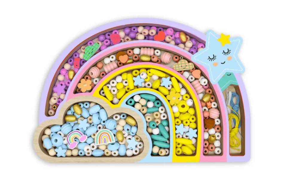 Rainbow Wooden Beads (400 pieces)