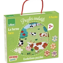 Wooden Farm Progressive Puzzles by Vilac